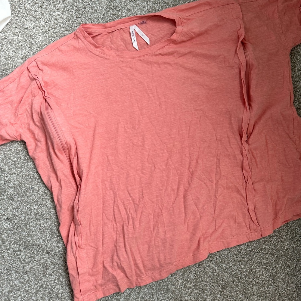 Seraphine Maternity and Nursing Top with gold zippers for breastfeeding, new!